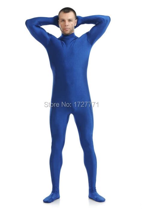 Ls7216 Blue Shiny Spandex Tights Unisex Original Fetish Zentai Suits Catsuit Halloween Costume