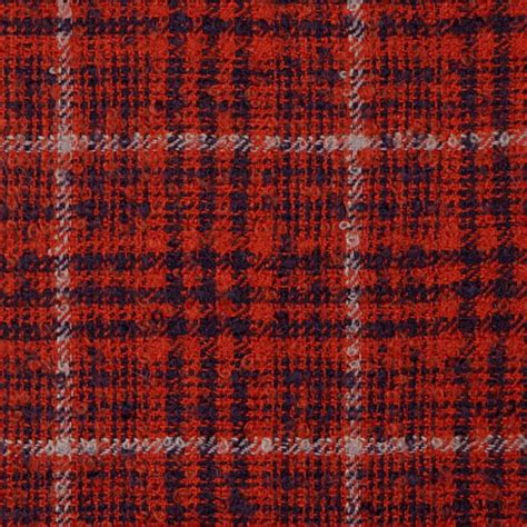 Rust Glen Check Wool Mohair Loop Tweed Fabric Lochcarron Of Scotland