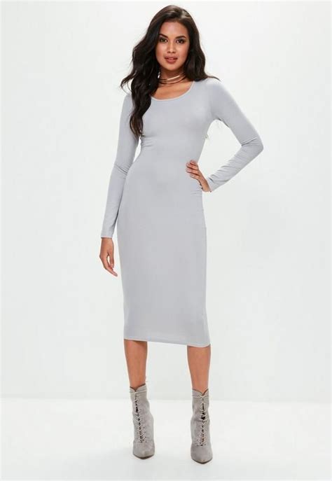 White bodycon dress long sleeve grey StamfordСlick here pictures and
