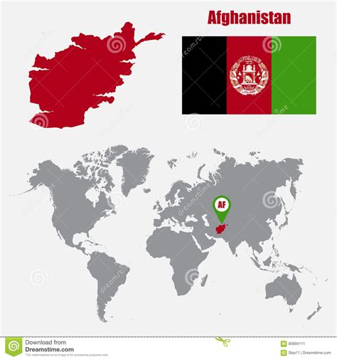 Dans le coin supérieur droit de l'interrupteur pour carte satellite ou topographique. Carte De L'Afghanistan Sur Une Carte Du Monde Avec L ...