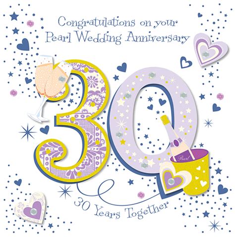 Handmade Pearl 30th Wedding Anniversary Greeting Card Cards Love Kates