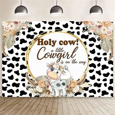 Mehofond 7x5ft Cowgirl Baby Shower Backdrop Holy Cow