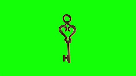 Green Screen Video Golden Key Animation Of A Golden Key On A Green