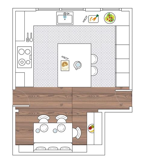 Por ejemplo, puedes crear paredes para indicar los bordes de las habitaciones, los baños, los pasillos, la cocina, los armarios, la sala de estar y el comedor. 11 cocinas con plano para que te inspires
