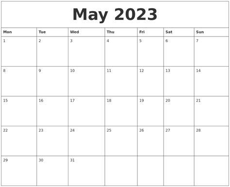 2023 Calendar Templates And Images 2023 Calendar Template With