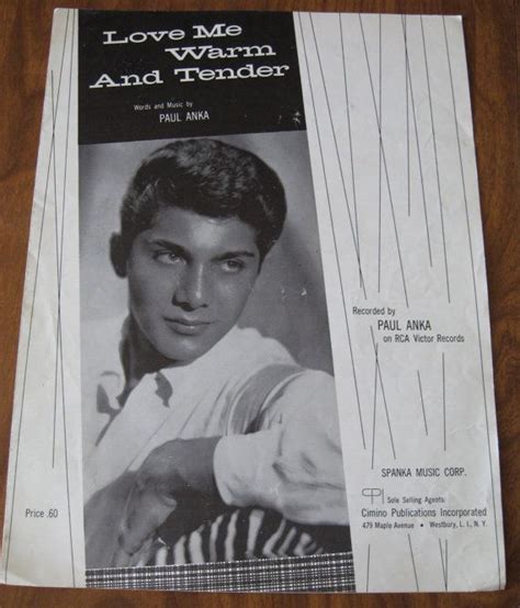 Paul Anka Love Me Warm And Tender 1960s Sheet Music By Closetfull 6 00 Anka Music Rca Records