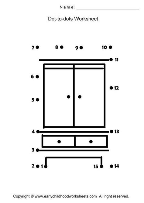 Different types of furniture used in different rooms! Furniture Dot-to-dots Worksheets - Page 1 (con imágenes) | Puntos