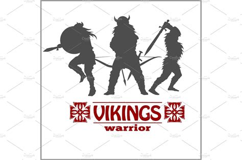 Silhouettes Of The Vikings Vector Set Pre Designed Illustrator