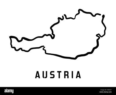 Austria Map Outline Smooth Country Shape Map Vector Stock Vector