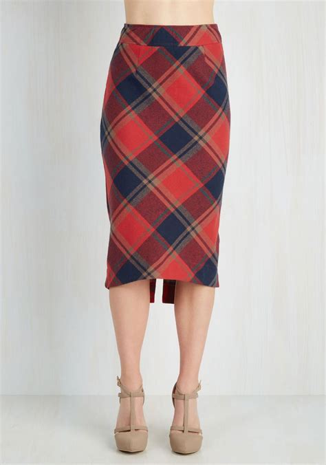 Sociable Scholar Corduroy Jumper Red Plaid Pencil Skirt Plaid Pencil