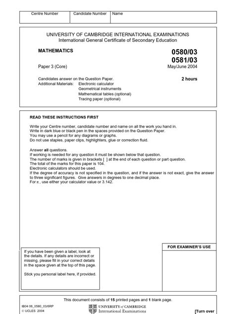 These are the past papers from the previous edexcel igcse course. Edexcel Igcse Maths Past Papers 2005 Mark Scheme - edexcel ...