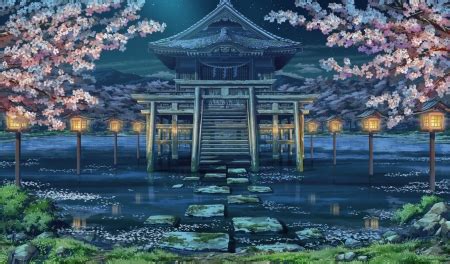 White car, trees, street, japan, sakura, tuning public domain. Night Shrine - Other & Anime Background Wallpapers on ...