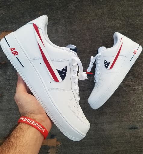 Custom nike air force 1 07 red and black size 12. Nike Air Force 1 White Custom 'America' Edition w/ Custom Insoles