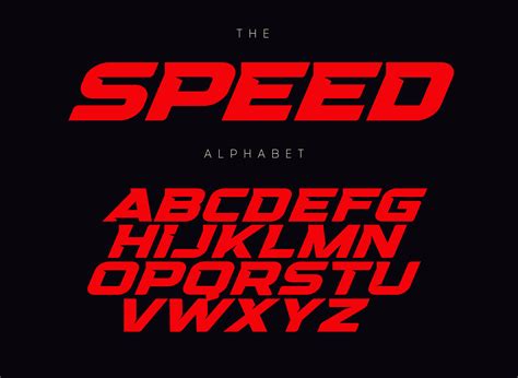 Speed Letters Set Red Race Font Italic Bold Racing Style Vector Latin