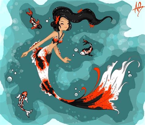 Koi Mermaid Colored 3 By Rhyssian On Deviantart Belas Sereias