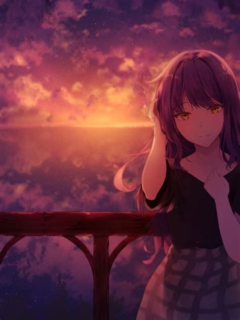 Mocca Sunset Anime Girl Wallpaper 4k