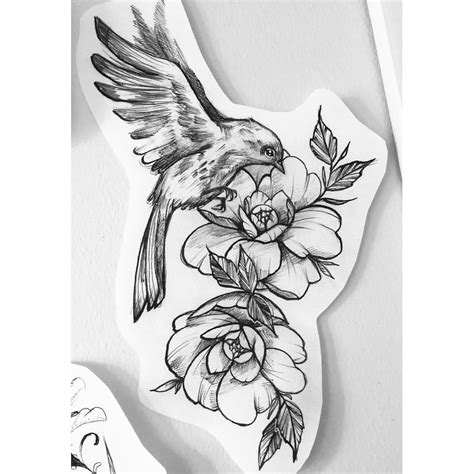 Flower With A Bird Tattoo Design Easy Flower Tattoos