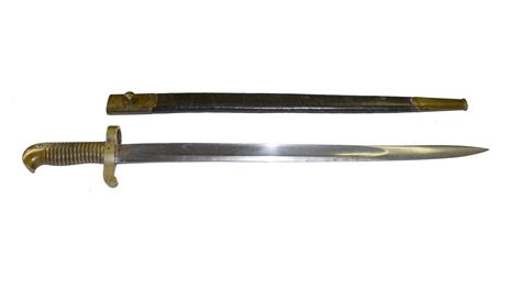 Civil War ‘zouave Saber Bayonet With Leather Scabbard