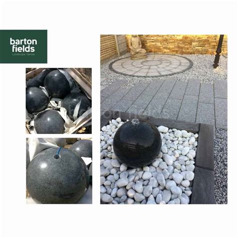 Natural Granite Pre Drilled 50cm Dia Sphere In Graphite Complete Water Feature Kit Drilled