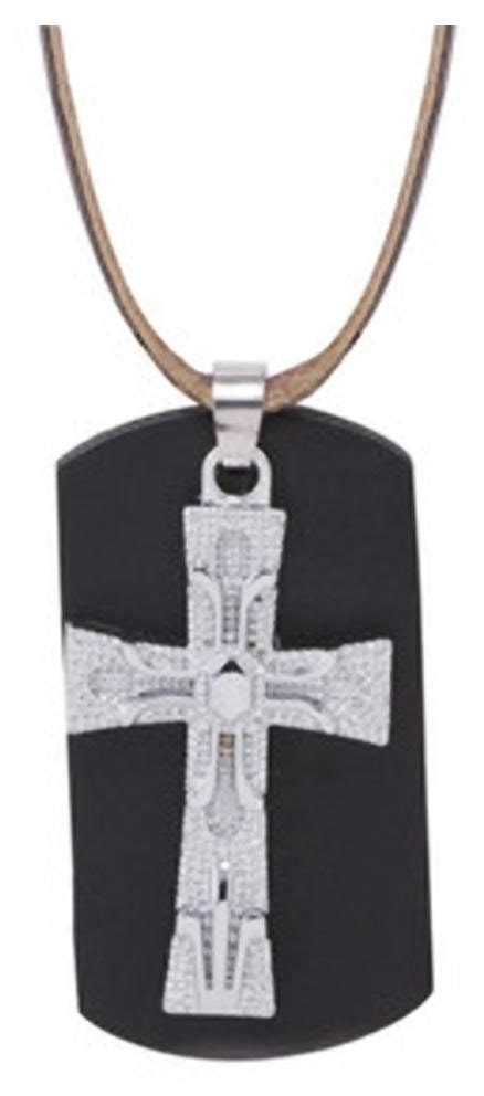 Buy Dare Shiny Cross Design Pendant With Leather Chain For Men Online