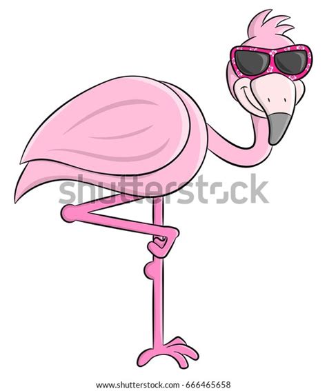 Illustration Cartoon Flamingo Sunglasses Stock Illustration 666465658
