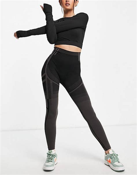 Love And Other Things Gym Seamless Knitted Leggings In Grey Asos