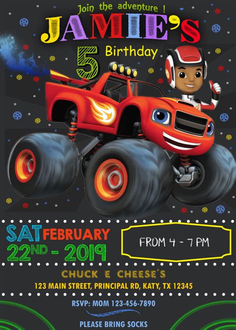 Blaze And The Monster Machines 2 Birthday Invitation