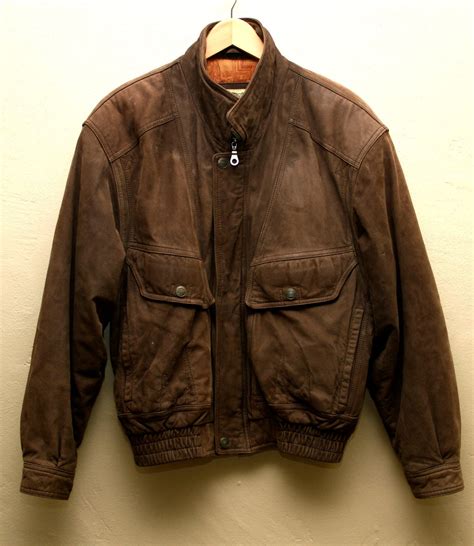 Mens Vintage Brown Leather Bomber Jacket Flight Jacket