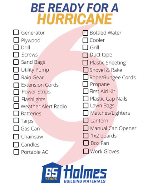 Hurricane Supply Checklist Printables
