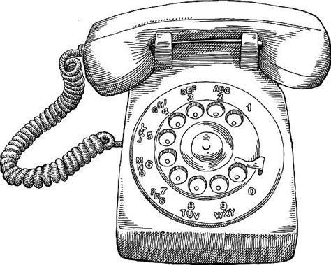 Drawing Of A Black Rotary Dial Phone Illustrations Royalty Free Vector