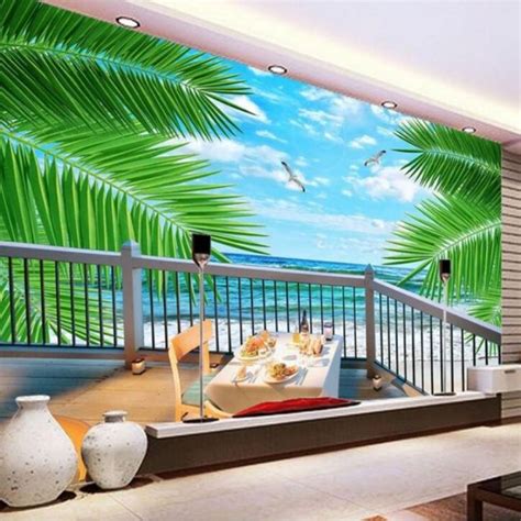 Beibehang Custom 3d Photo Wallpaper Sea View Beach Coconut Wall Covered