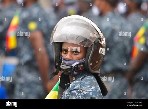 Addis Ababa 30 Sept 2020 Ethiopian Federal Police Officers During A