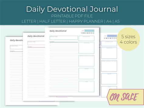 Daily Devotional Journal Bible Study Notes Letter Half Letter Happy