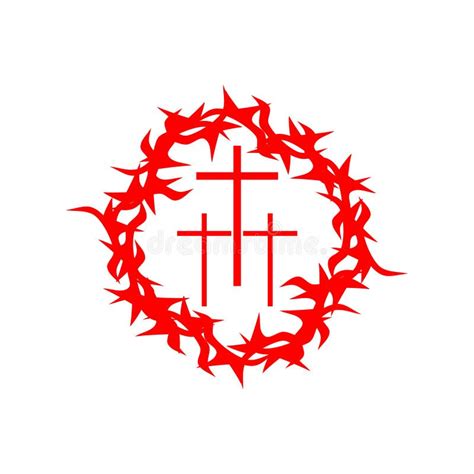 Church Logo Christian Symbols Crown Of Thorns And Three Crosses Stock