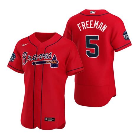 Braves Freddie Freeman Red 2021 World Series Jersey
