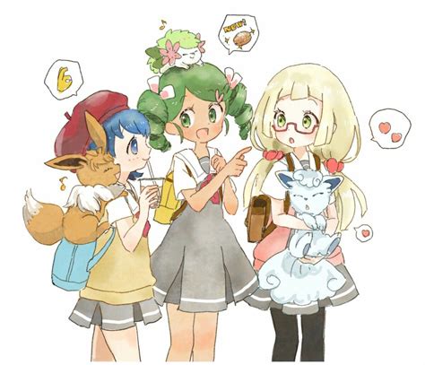 Alola Pokémon Lillie Mallow Lana Magical Girls Pokemon Alola Cute