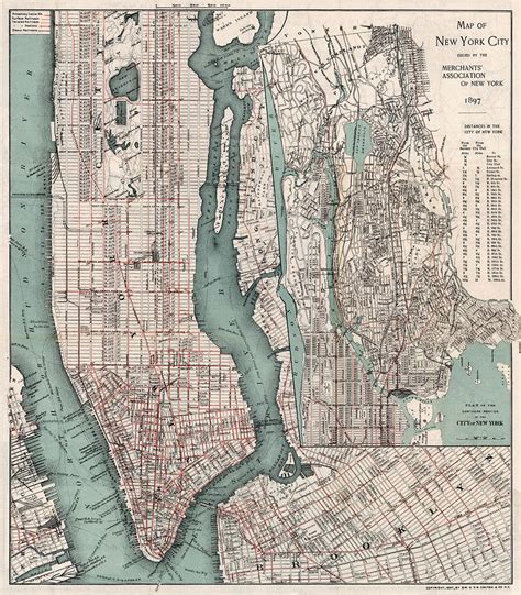 Vintage Map Of New York City 1897 By Cartographyassociates New York