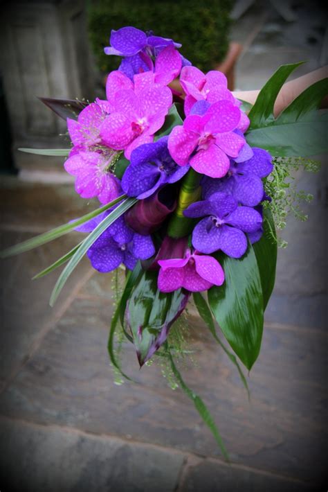 The Flower Magician Bridal Bouquet Of Hot Pink And Vivid Purple Vanda