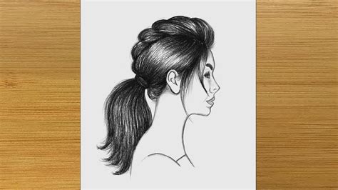 How To Draw A Girl With Ponytail Hairstyle Pencil Drawing Tutorial