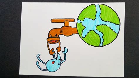 Save Water Drawing Save Water Poster Drawing For Kids Youtube
