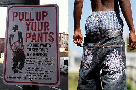 Flint Street Sign Warns Fine For Sagging Pants — Really Photo