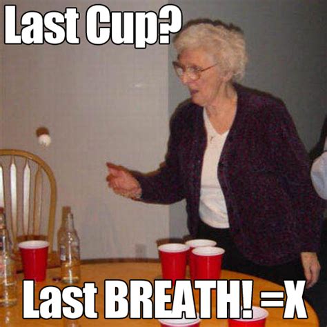 this granny took a beer pong shot to try and sink the last dixie cup she did it but then she