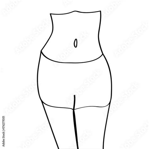 Isolated Outline Of A Woman Belly Button On A White Background Vector Illustration Buy This