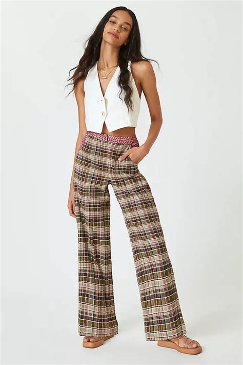 Helena Granny Checkered Wide Leg Trousers Anthropologie