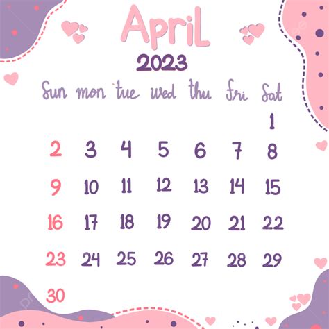 Calendar Of April 2023 With Abstract Pink Purple Ornament Calendar