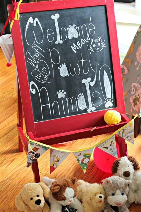Welcome Sign At A Dogs And Cats Birthday Party See More