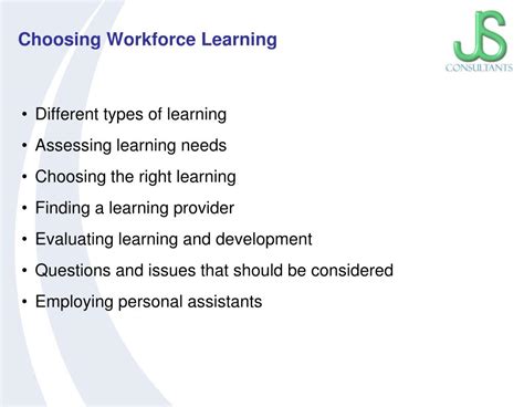 Ppt Choosing Workforce Learning Presented By Judith Salmon Js