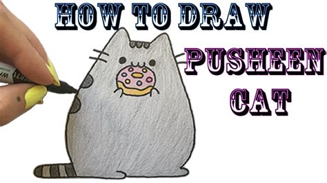 how to draw pusheen eating a donut to draw the pusheen cat e