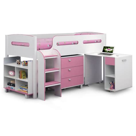 Kiddo Single Cabin Bed With Storage Pink And White Fads