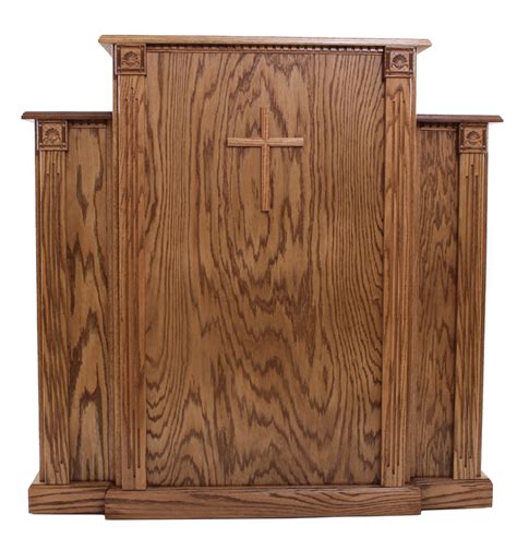 Church Wood Pulpit With Cross Fluting And Scrollwork 900 Podiums Direct